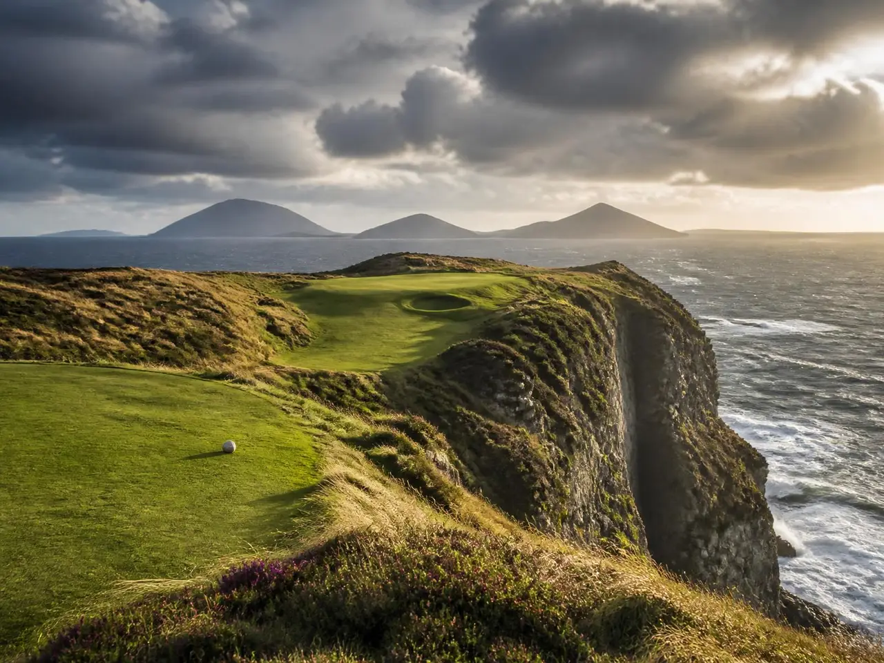 Cliff-top tee on the private links at Ardfin above the Atlantic