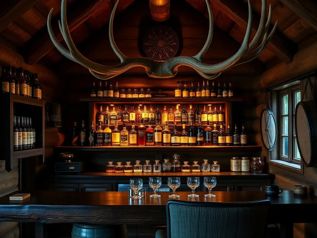 Highland whisky snug with hundreds of malts and antlers