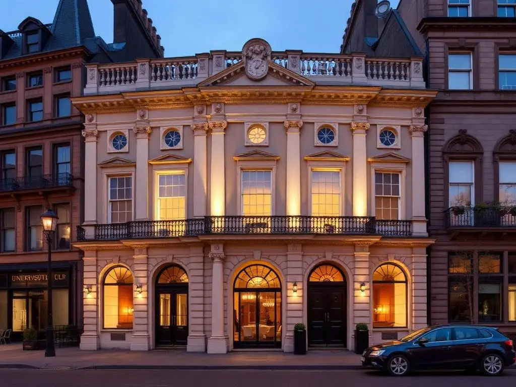 Restored Georgian banking hall turned members club on an Edinburgh square